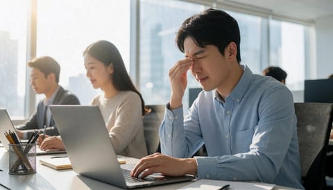 장시간 화면 보면 눈이 이중으로 겹쳐 보여요, 방치하면 위험한 이유