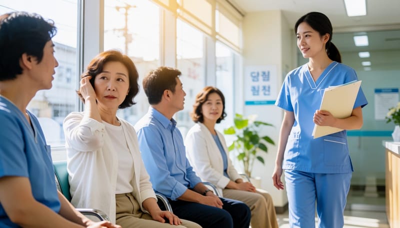 심각한 신호를 느끼고 병원 진료를 받으러 온 환자의 모습
