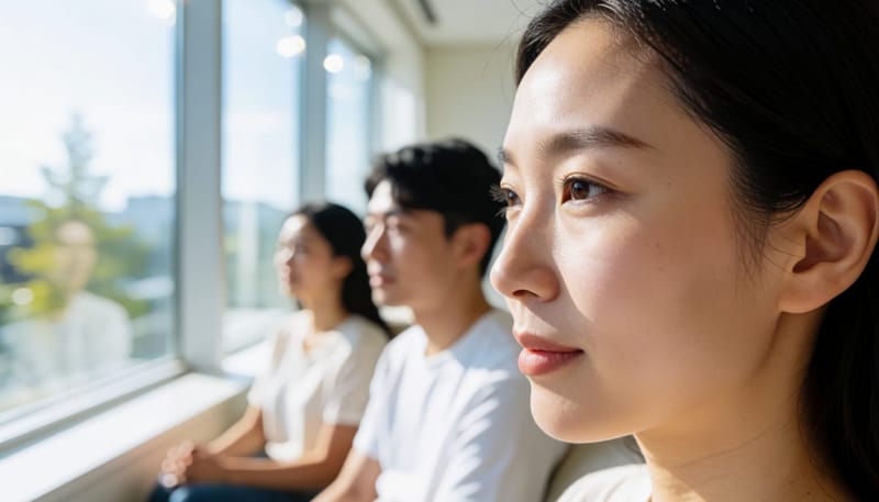 눈썹과 눈 주변이 함께 보이는 얼굴 옆모습 클로즈업
