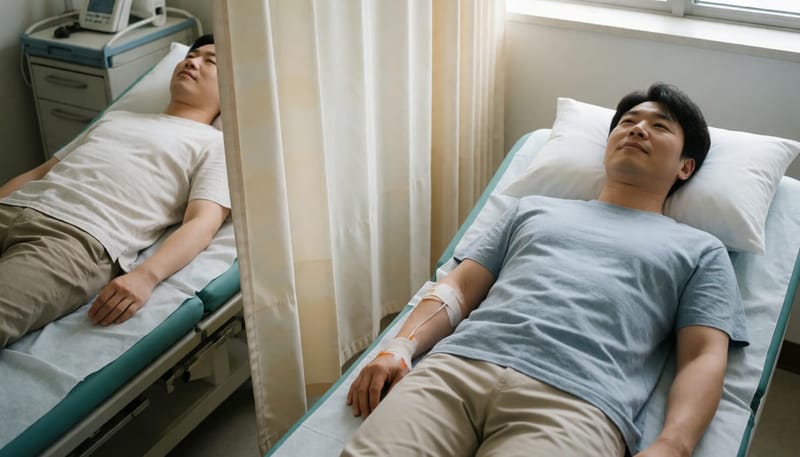 진정내시경과 비진정내시경을 각각 받는 환자들의 검사실 모습