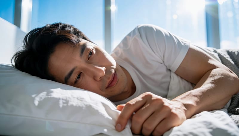 몸은 굳은 채 눈만 뜬 가위눌림 순간을 표현한 모습