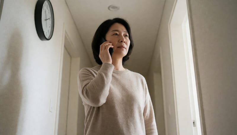 전화기를 들고 응급실에 갈지 고민하는 여성의 모습