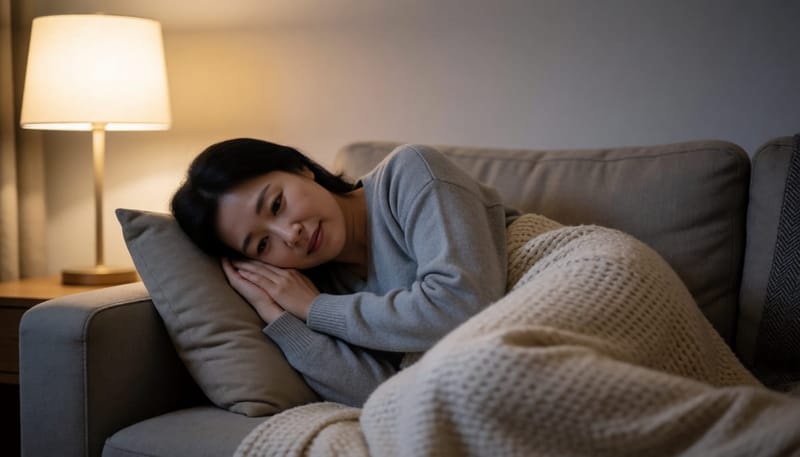 한밤중 옆구리 통증에 웅크린 여성