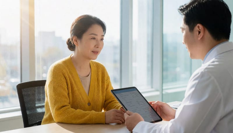검사 결과를 상담받는 40대 환자