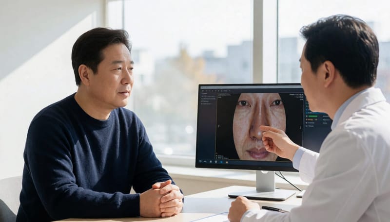 비중격만곡증이 의심되면 문진과 함께 코 안 상태를 먼저 확인합니다