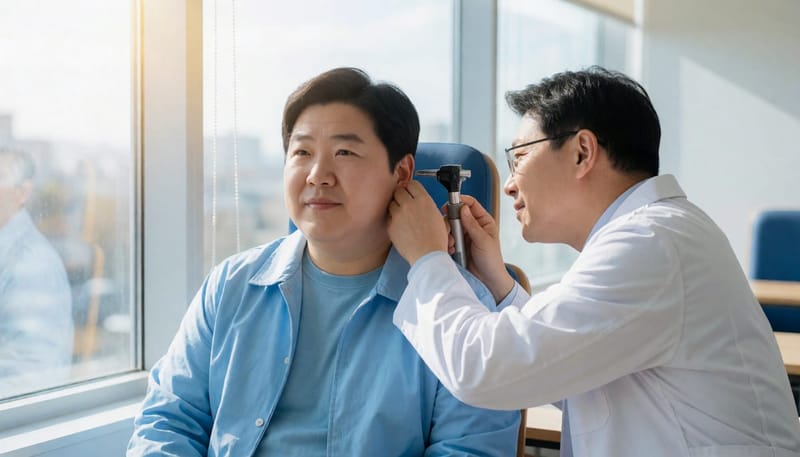진료 시에는 이경검사로 고막 상태를 먼저 확인한 뒤 필요한 추가 검사를 진행합니다.