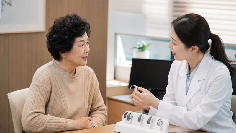 보청기 지원 상담을 받는 모습