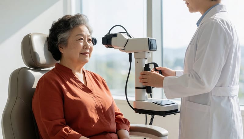 전정기능검사는 비디오안진검사 장비로 안구 움직임을 기록하는 방식으로 진행됩니다.