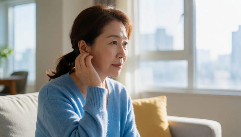 조용해진 밤, 귓속의 소리를 알아차리는 순간입니다.