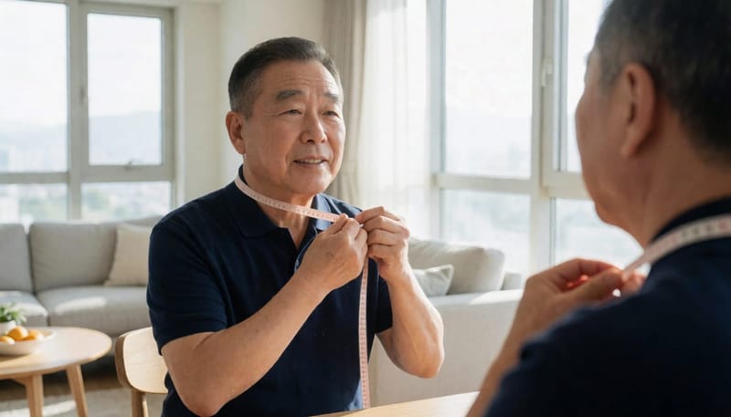 집에서 목둘레와 체중을 주기적으로 재어보는 것도 수면무호흡 위험을 가늠하는 방법입니다.