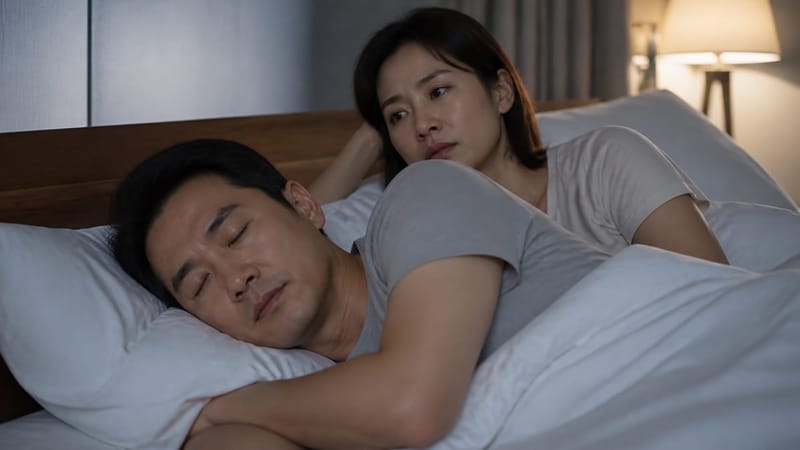 무호흡이 반복되면 옆에서 지켜보는 가족도 수면의 질에 영향을 받습니다