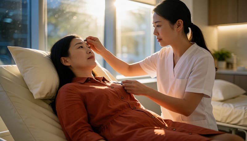 수면다원검사는 하룻밤 동안 뇌파와 호흡, 산소포화도 등을 함께 기록합니다.