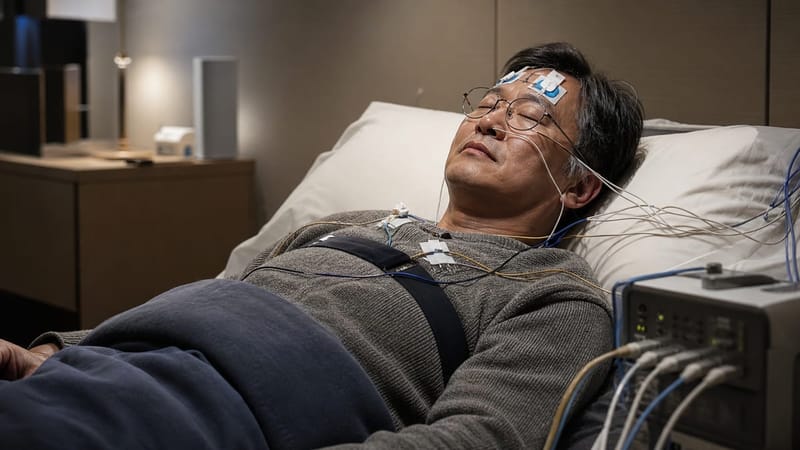 수면다원검사는 하룻밤 병원에서 자면서 진행합니다