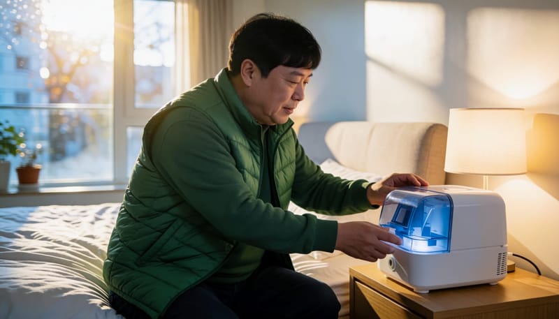 건조한 환절기에는 양압기 가습 기능부터 점검해보는 것이 도움이 됩니다.