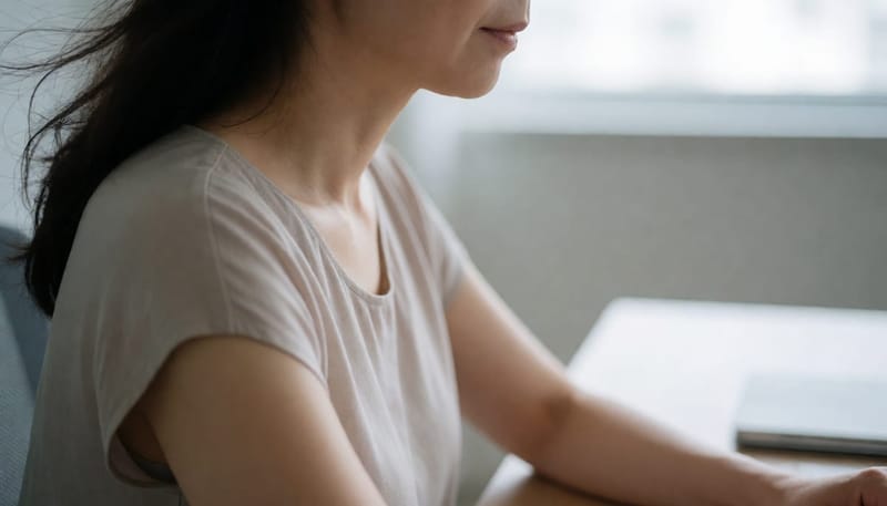 찬 바람에 노출된 목과 어깨 부위 클로즈업, 소름 돋은 피부