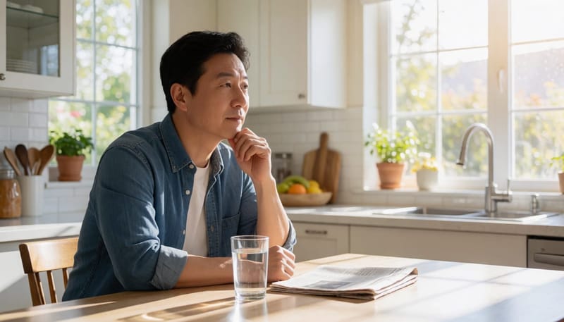 멍과 함께 몸 상태를 살피는 남성