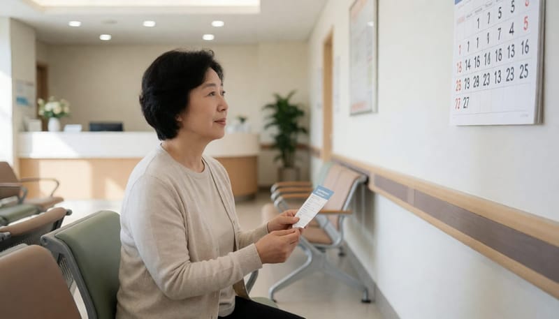 정기 추적 검사 일정을 확인하는 환자의 모습
