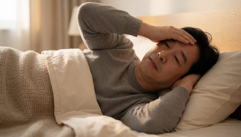 며칠 후 집에서 열이 나 체온계로 체온을 재는 모습