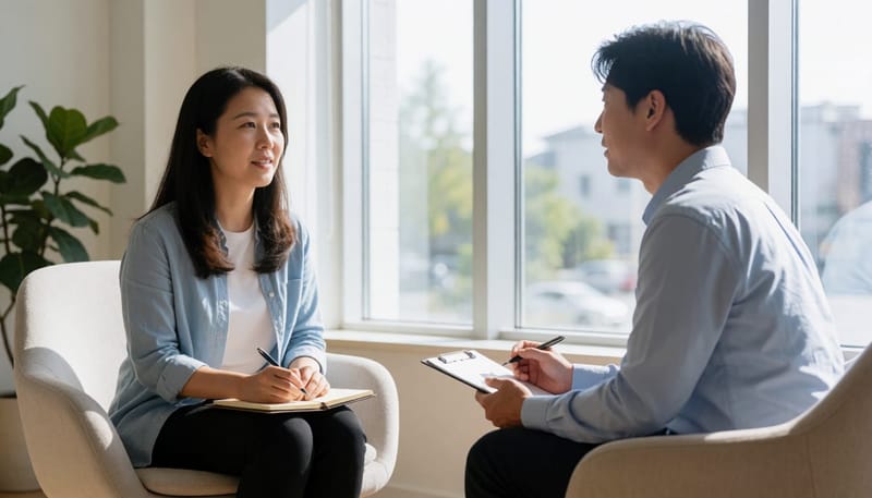 행동치료 상담을 받는 모습