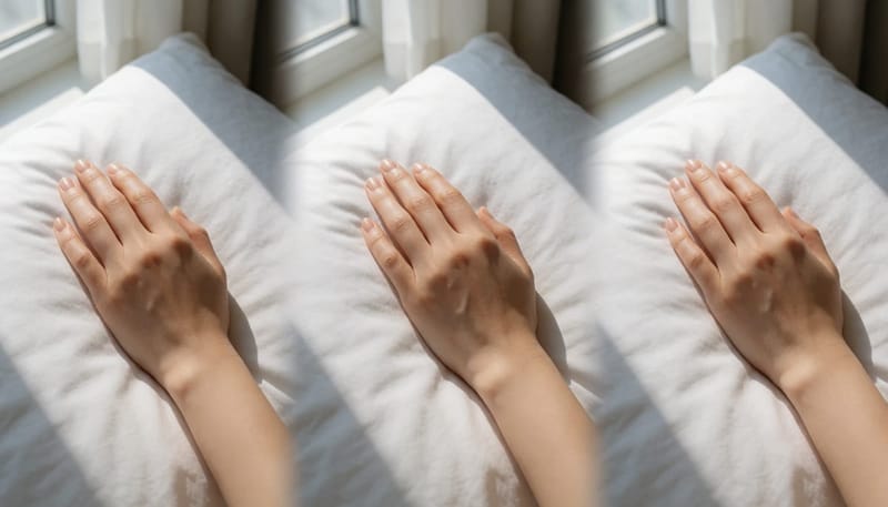 손 저림이 단계적으로 진행되는 모습을 한 장면에 표현한 사진