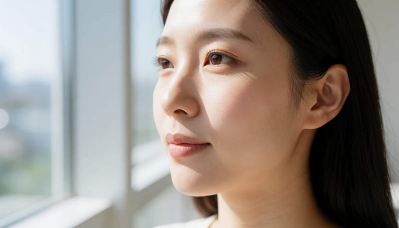환절기 건조한 피부에 남은 붉은 자국을 클로즈업한 모습