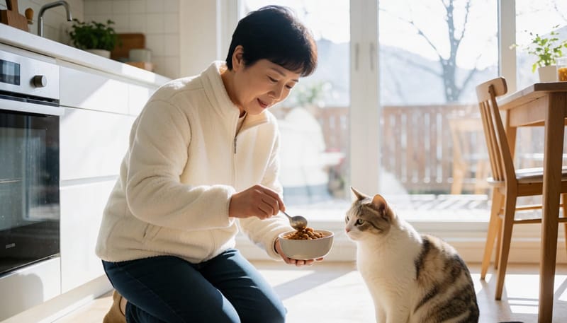 집에서 식사량을 조절해 급여하는 보호자
