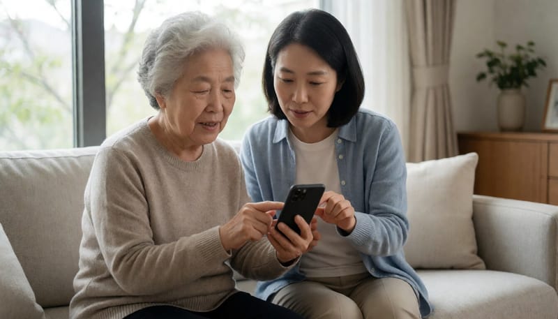 가족과 함께 국민비서 서비스를 신청하는 모습