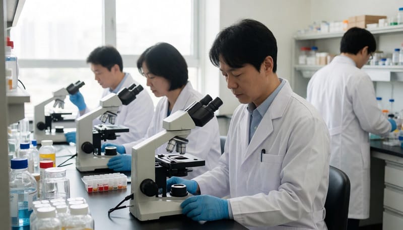 국내 한 제약회사 연구소에서 연구원들이 신약 개발 연구를 진행하는 모습