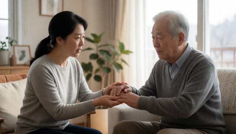 가족이 갑작스러운 마비 증상을 확인하는 모습