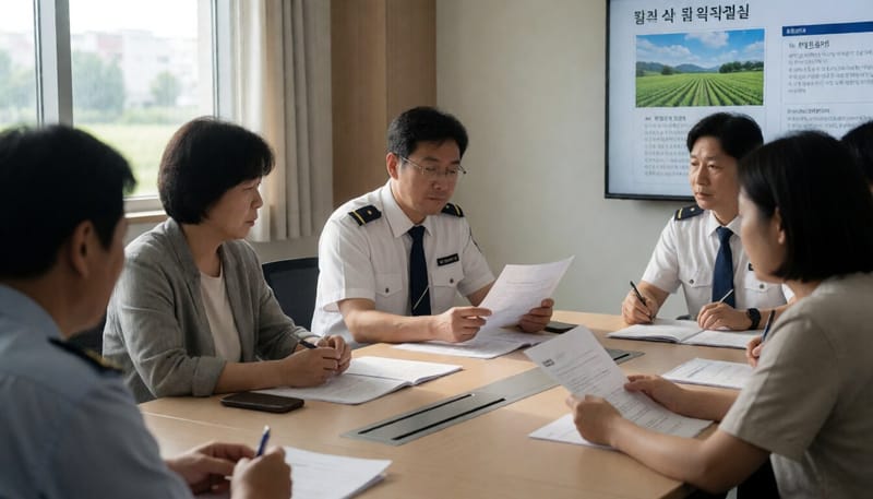 폭염 대응 농업인 안전 점검회의에 참석한 관계자들