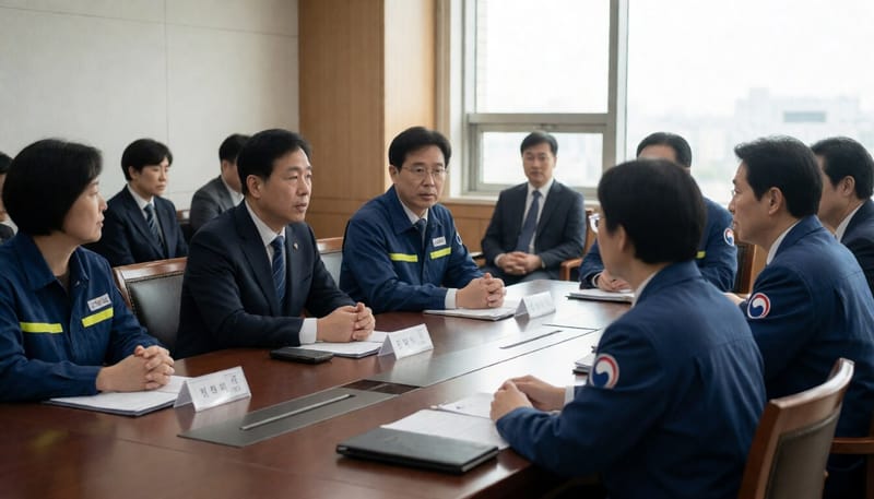 정부와 노동계 관계자들이 간담회에서 논의하는 모습