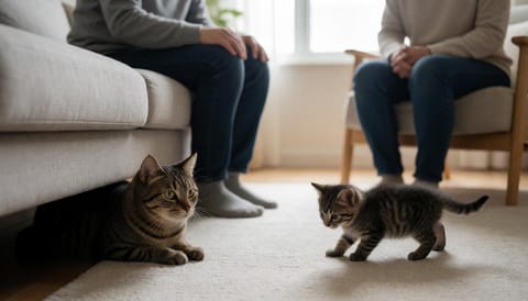 새 고양이 들인 뒤 숨는 기존 고양이 합사 스트레스 살펴야