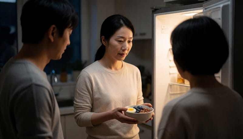 야식으로 건강한 간식을 고르는 여성의 모습