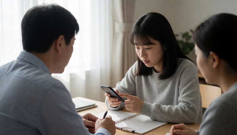 복지 정보를 스마트폰으로 확인하는 여성청소년