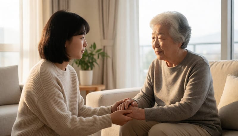 부모와 자녀가 따뜻하게 손을 맞잡고 있는 모습