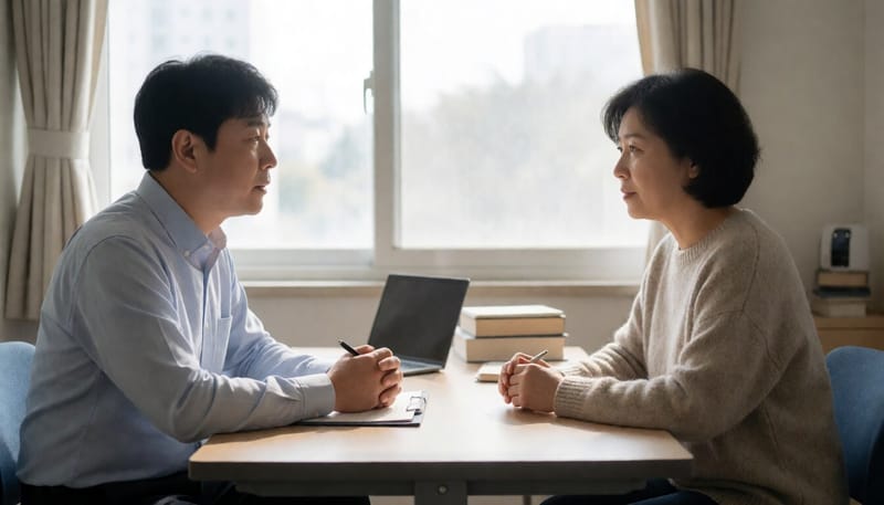 정신건강의학과에서 상담을 받는 환자의 모습