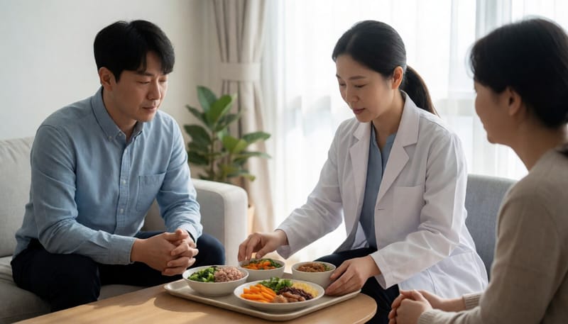 균형 잡힌 식단을 준비하는 영양 전문가