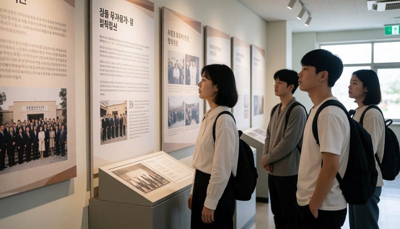 의과학 전시관을 관람하는 학생들