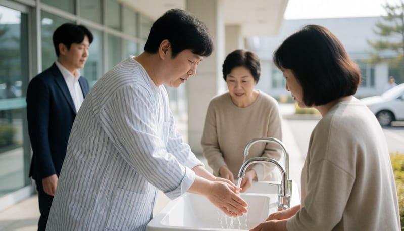 신생아중환자실 방문 전 손을 씻는 보호자