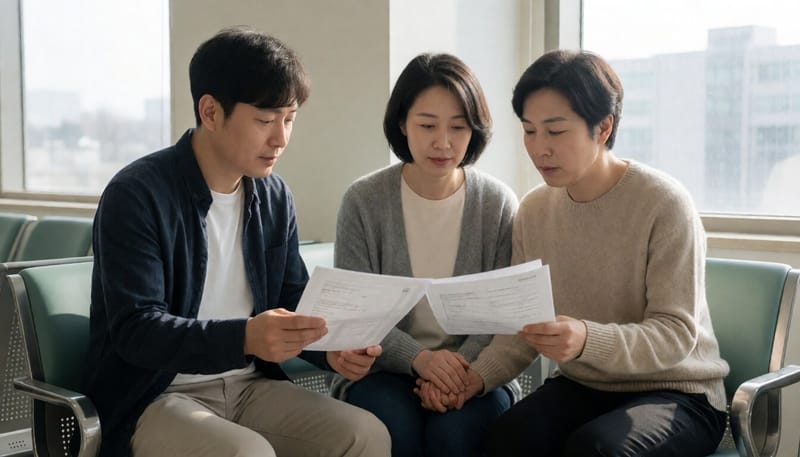 난임시술비 지원 서류를 살펴보는 부부의 모습