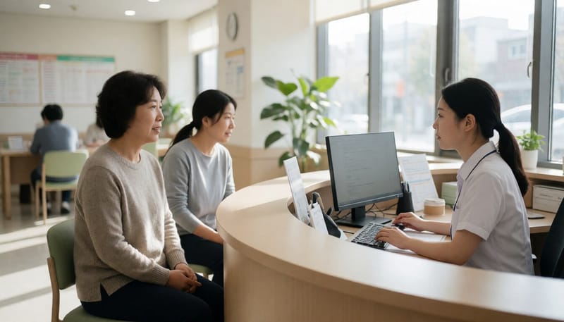 보건소에서 건강검진 관련 상담을 받는 주민