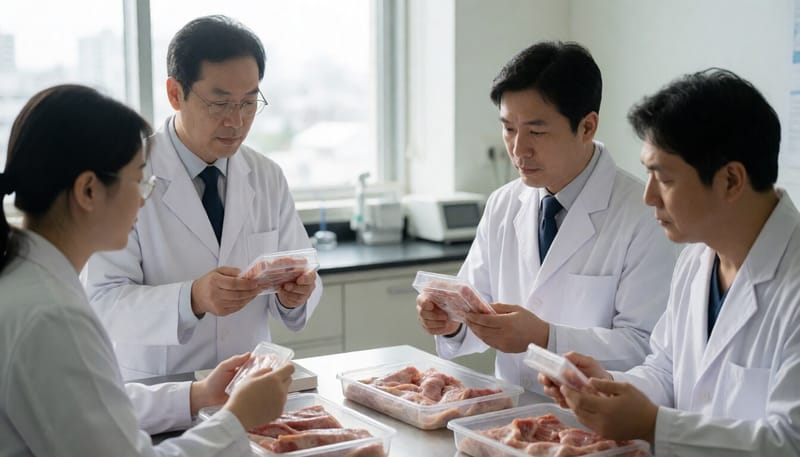 실험실에서 돼지 장기 조직을 살펴보는 연구진의 모습