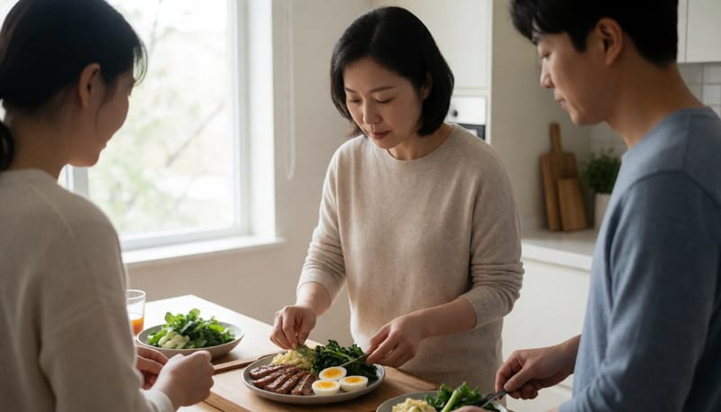 가정에서 저탄고지 식단을 준비하는 여성의 모습