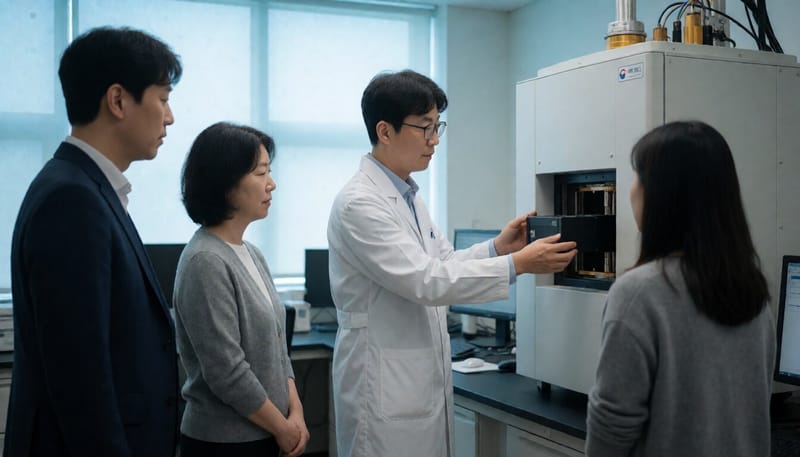 국내 연구기관에서 양자컴퓨터 장비를 점검하는 연구원