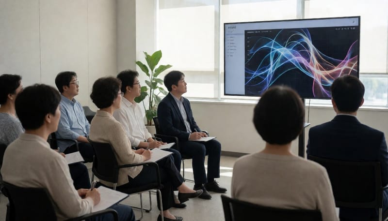 보건의료 데이터 교육을 듣고 있는 시민들의 모습