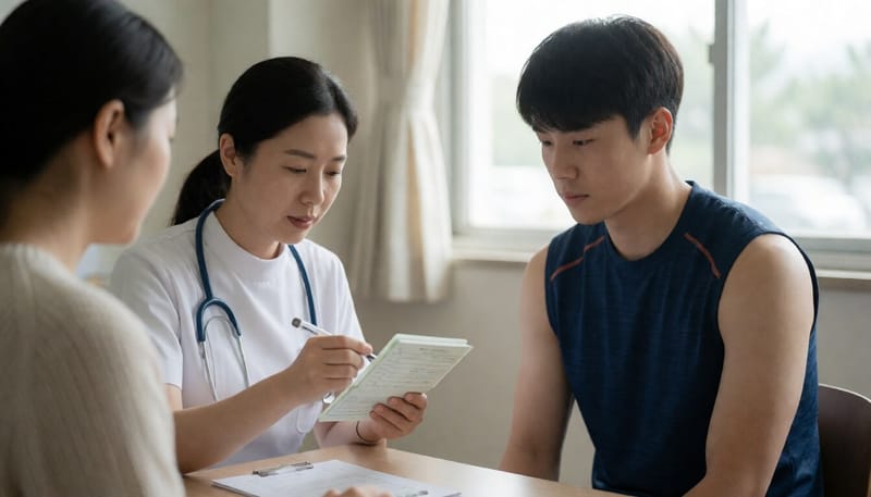 의료기관에서 예방접종 기록을 확인하는 모습