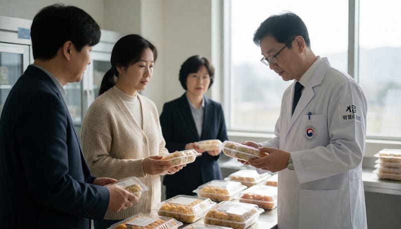 수출용 식품을 검사하는 식품안전 담당자의 모습
