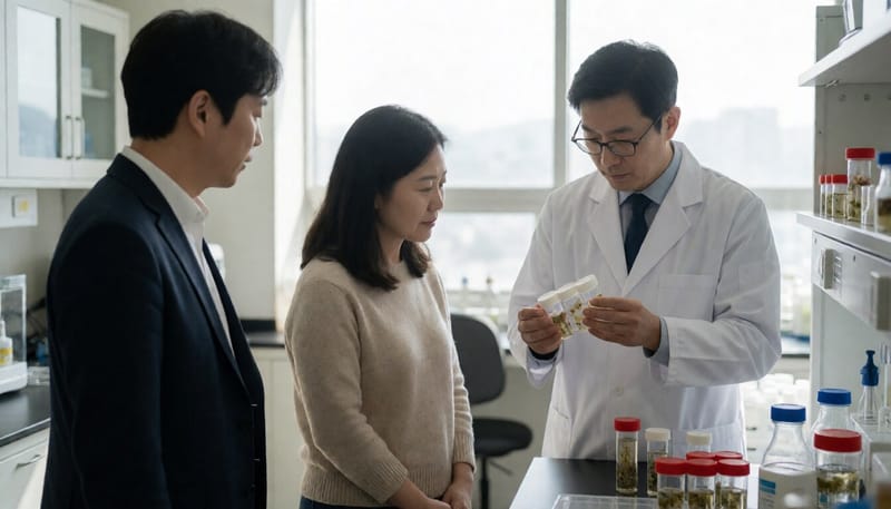 인체 미생물 연구를 수행하는 연구자의 모습