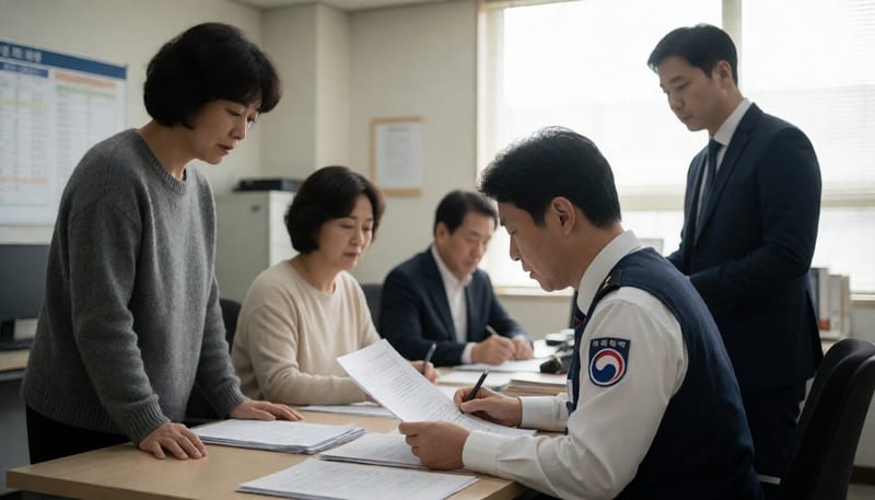 공공기관 민원 서류를 검토하는 공무원의 모습