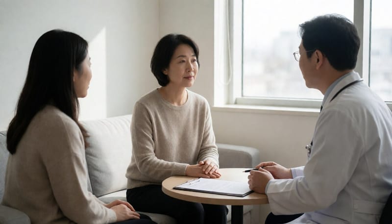 정신건강의학과에서 상담을 받는 모습을 표현한 사진